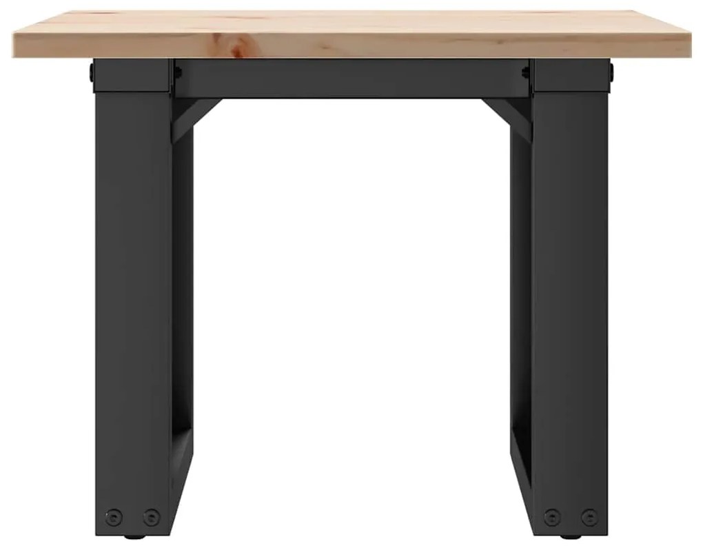 Mesa de centro estrutura em O 50x50x35 cm pinho e aço