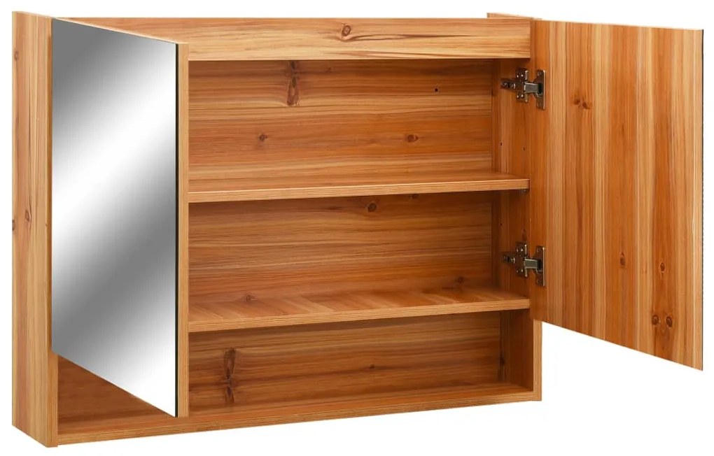 Armário espelhado casa banho com LED 80x15x60 cm MDF carvalho