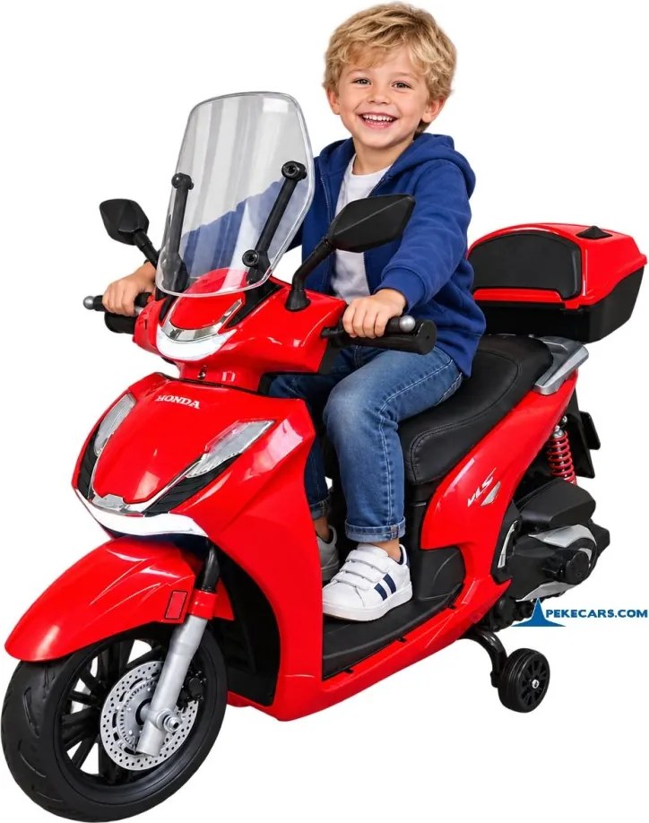 Mota elétrica para crianças a 6 anos 12V Honda SH350i rodas Borracha Vermelha