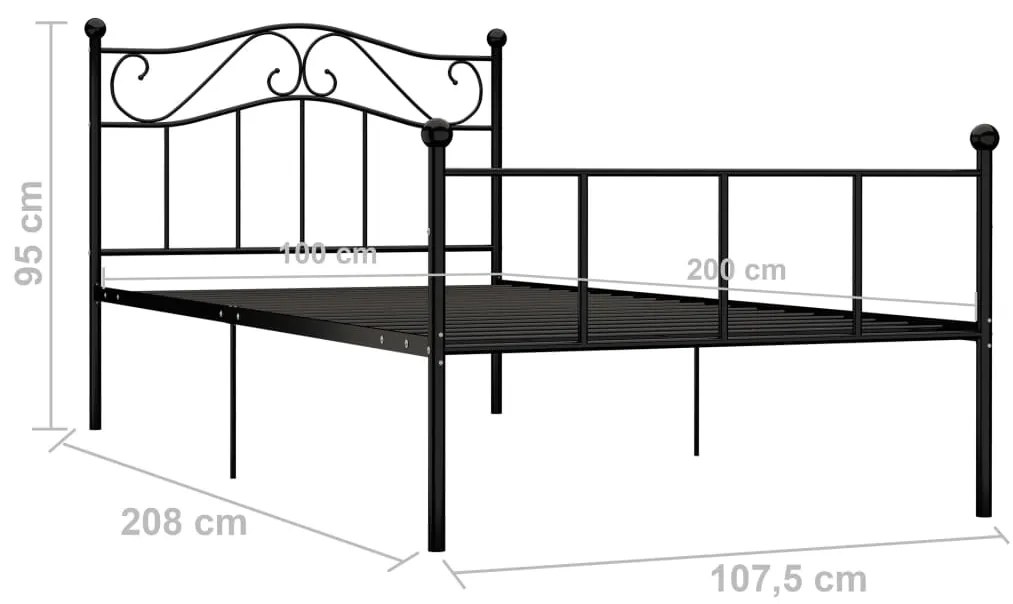 Estrutura de cama 100x200 cm metal preto