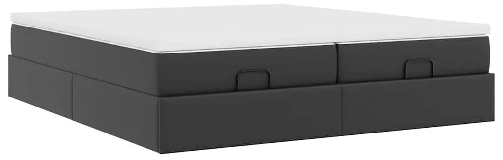 Estrutura de cama otomana com colchões pele artificial preta