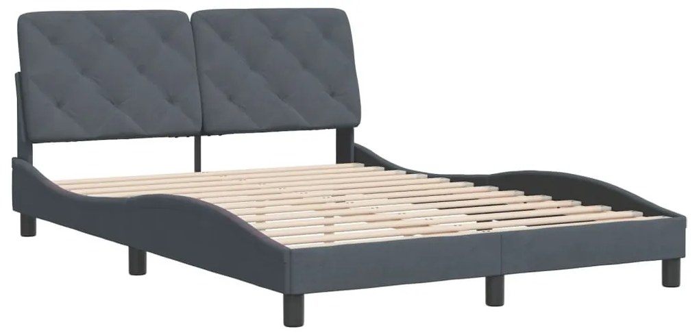 Estrutura de cama sem colchão 140x190 cm veludo cinzento-escuro