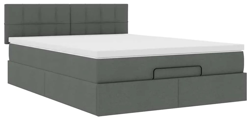 Cama otomana com colchão 140x190 cm tecido cinzento escuro