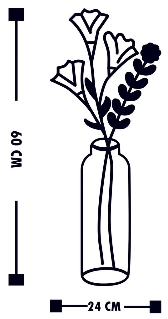 Acessório Decorativo de Parede Metal-468 – Preto – 24 x 60 cm