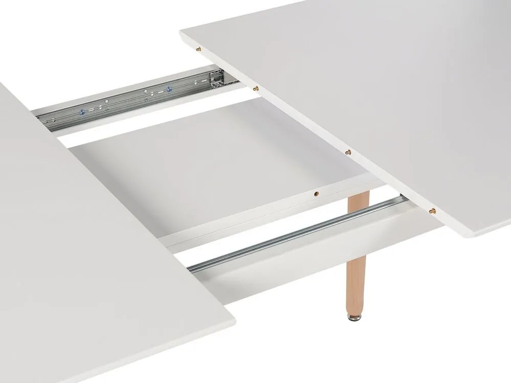 Mesa de jantar extensível branco e madeira clara 120/150 x 80 cm MIRABEL Beliani