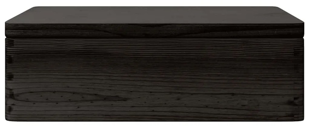 Caixa madeira tampa pegas preta 40x30x13cm pinho madeira maciça