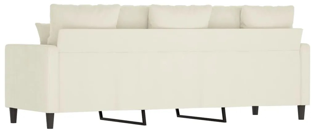 Sofá de 3 lugares 180 cm veludo cor creme