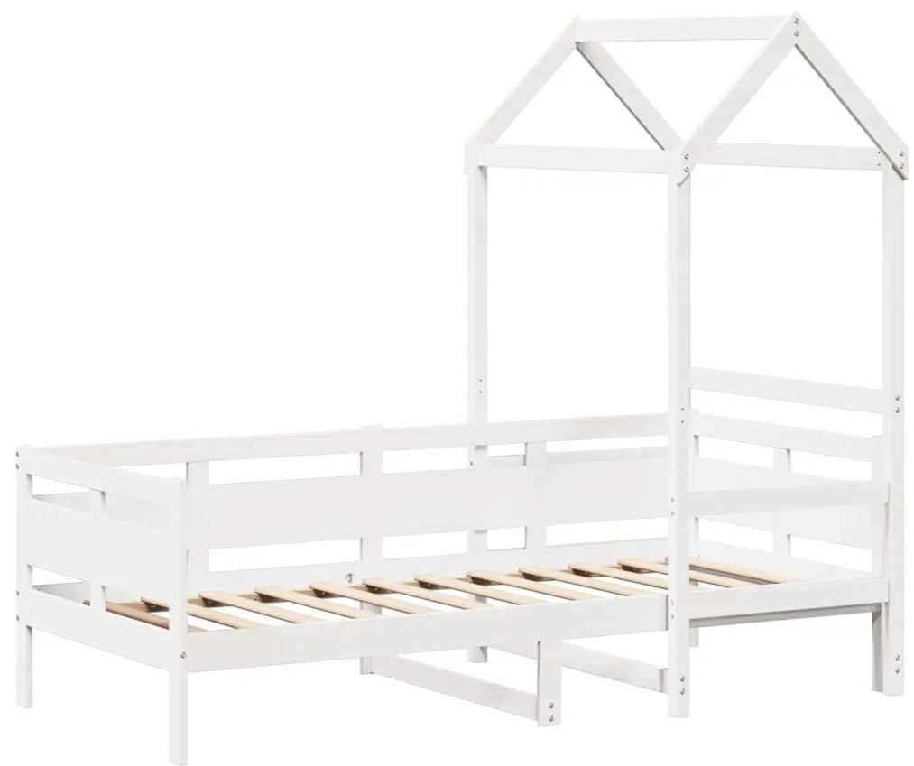 Sofá-cama c/ telhado 90x190 cm madeira de pinho maciça branco
