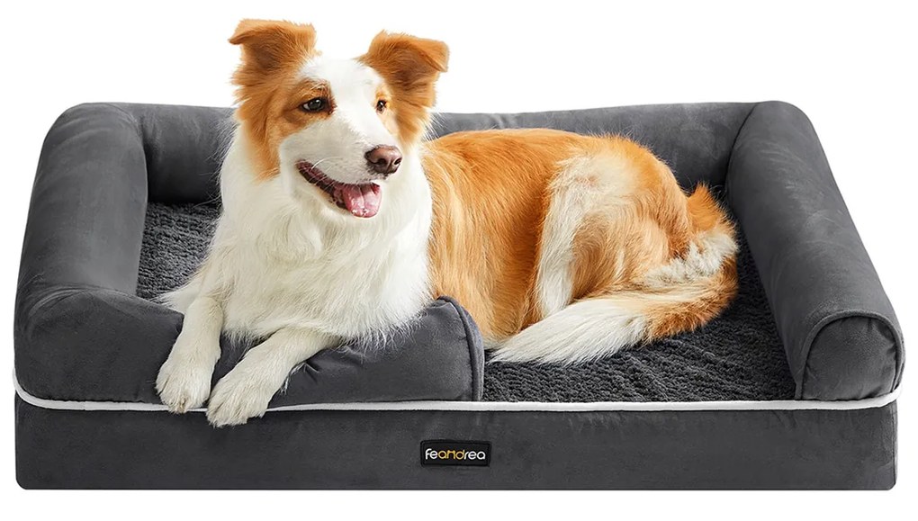 Cama ortopédica para cães com rebordo 91 x 71 x 25 cm Cinzento escuro