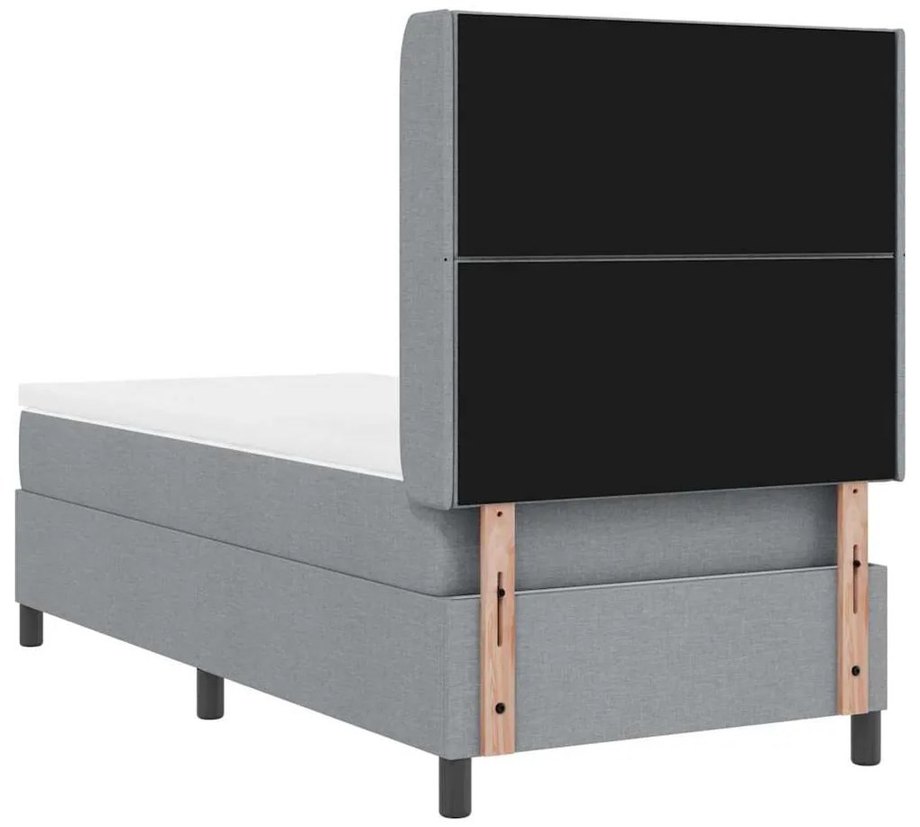 Cama Box com Colchão e LED Cinza Claro 90x200 cm