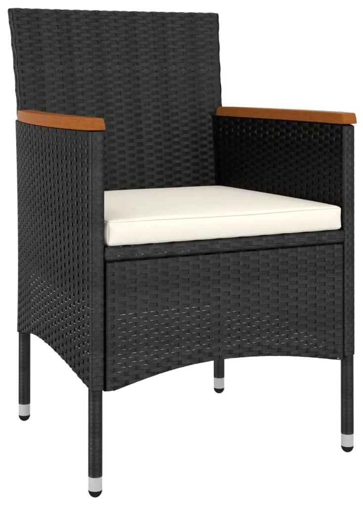 5 pcs conjunto lounge de jardim vime PE preto