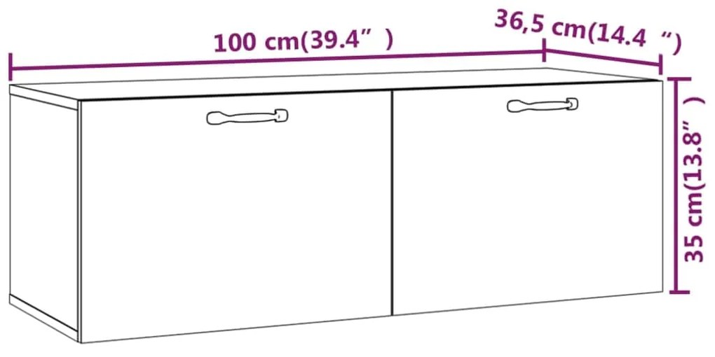 Armário parede 100x36,5x35 cm derivados de madeira branco