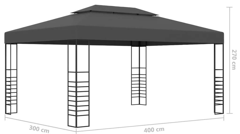 Gazebo com cordões de luzes LED 3x4 m antracite