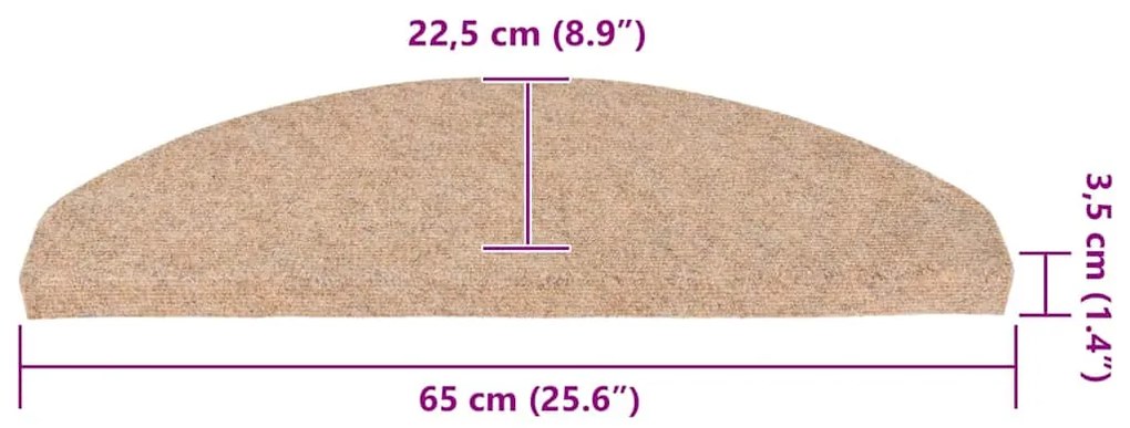 Tapetes de escada adesivos 30 pcs 65x22,5x3,5 cm bege
