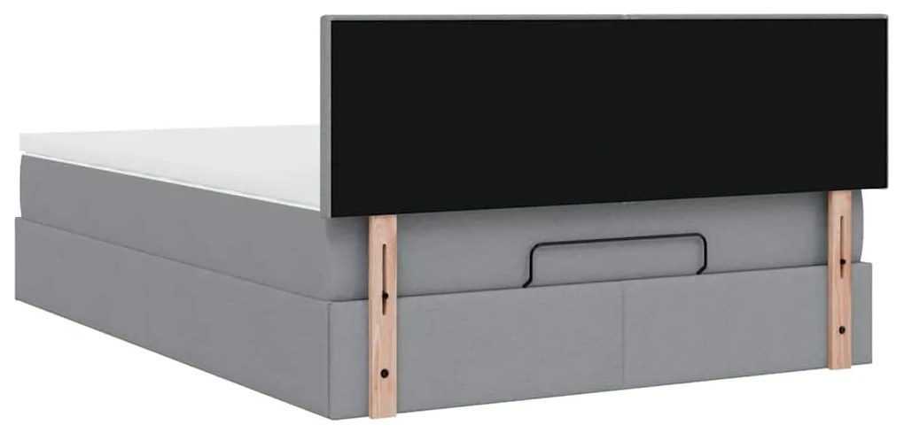Cama otomana com colchão 140x190 cm tecido cinzento claro