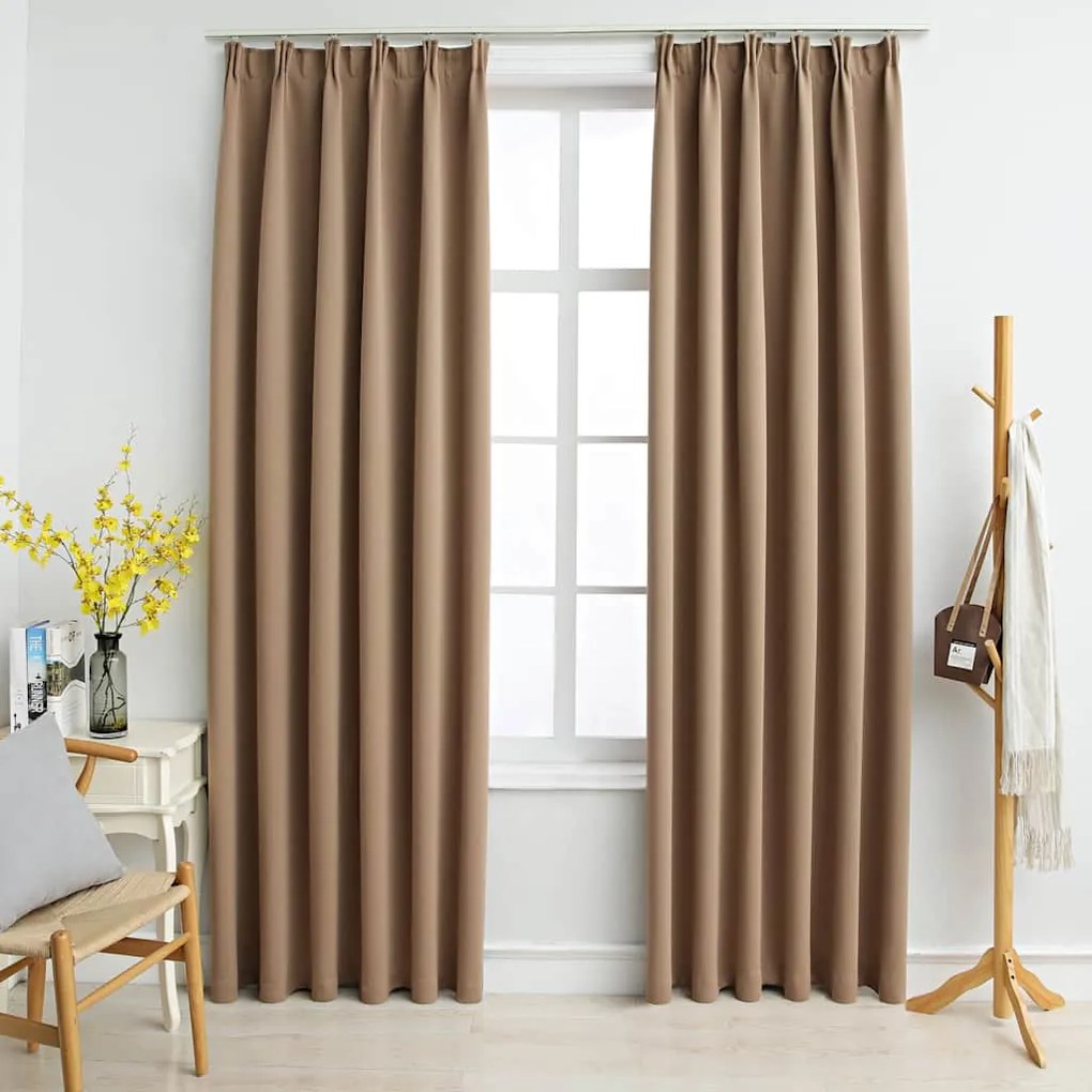 Cortinas blackout c/ganchos 2pcs 140x245cm cinzento-acastanhado