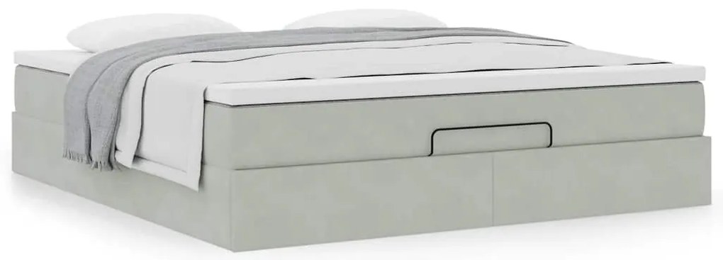 Estrutura de cama otomana com colchão 160x200 cm cinzento claro
