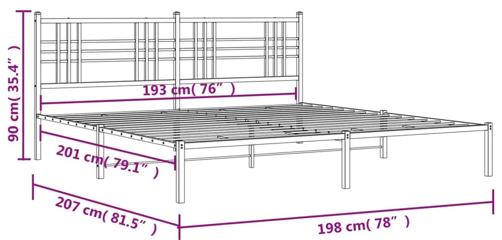 Estrutura de cama com cabeceira 193x203 cm metal preto