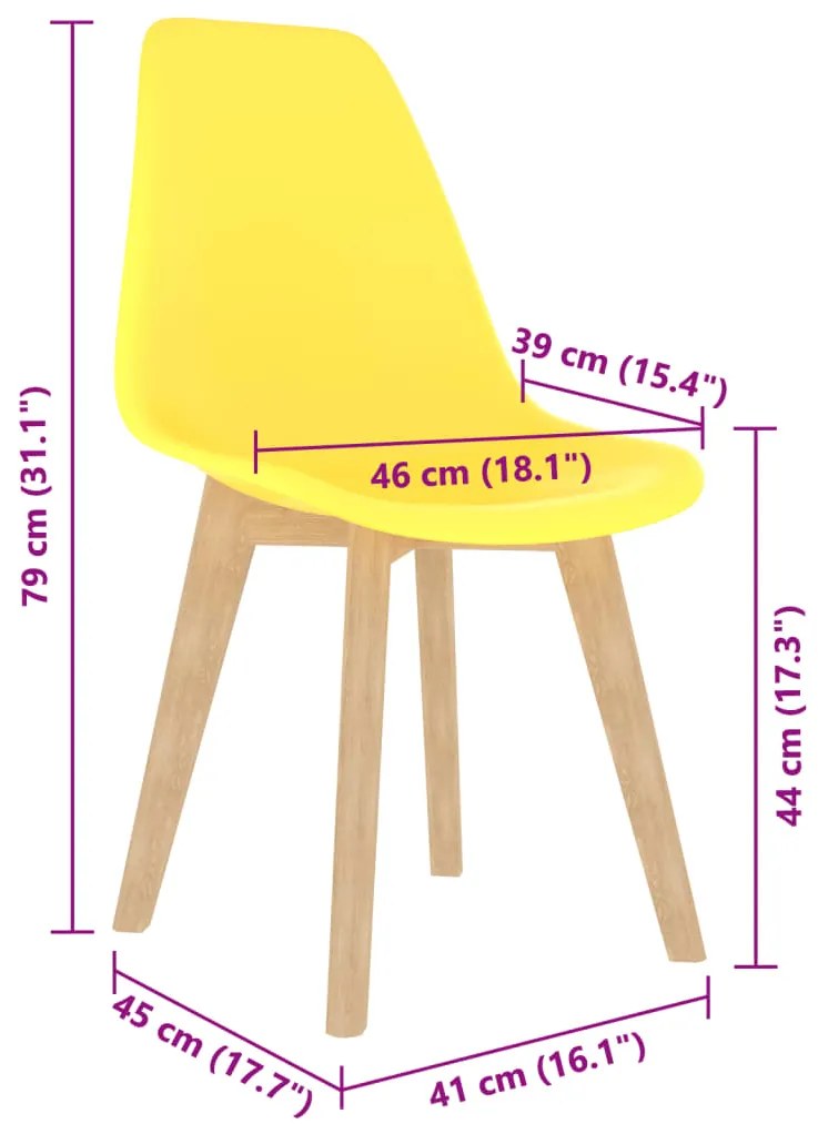 Cadeiras de jantar 4 pcs plástico amarelo