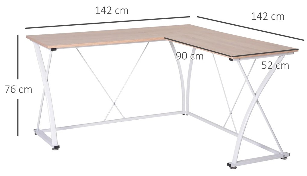 Vinsetto Secretária de Canto Mesa de Computador em Forma de L com Estr