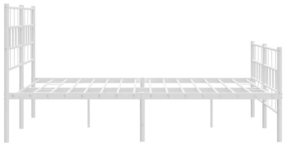 Estrutura de cama com cabeceira e pés 135x190 cm metal branco