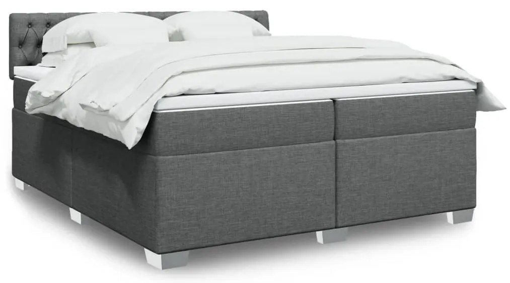 vidaXL Cama com molas/colchão 200x200 cm tecido cinzento-escuro