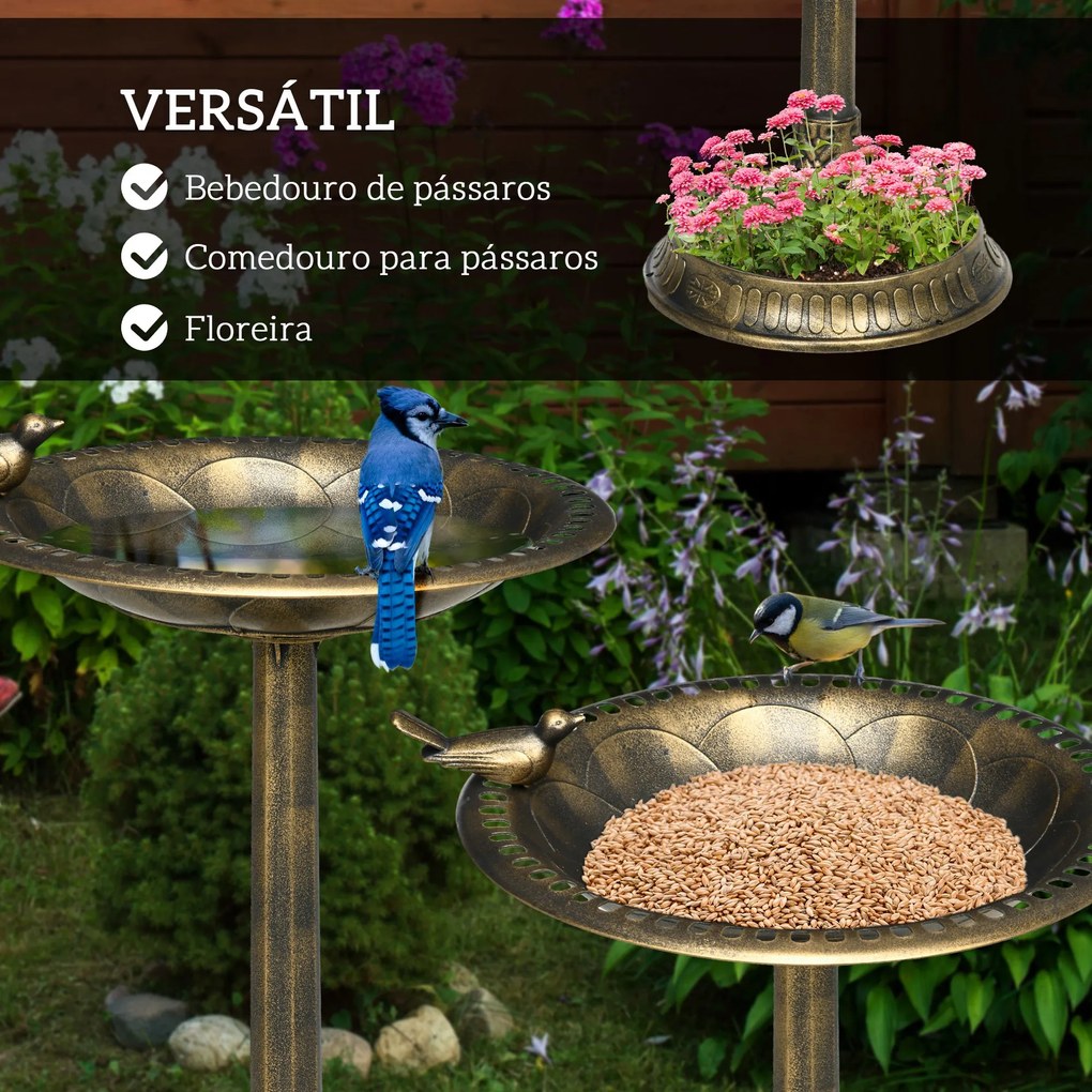 Banheira para Pássaros de Jardim Altura 72 cm Comedouro para Pássaros