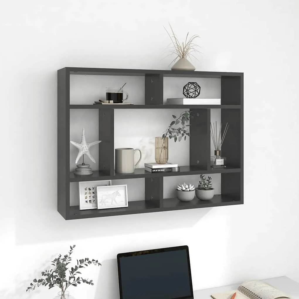 vidaXL Estante de parede 75x16x55 cm contraplacado cinzento