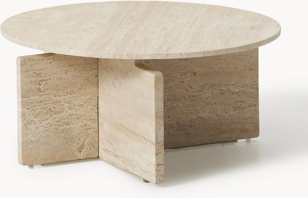 Mesa de centro redonda em travertino Marisa