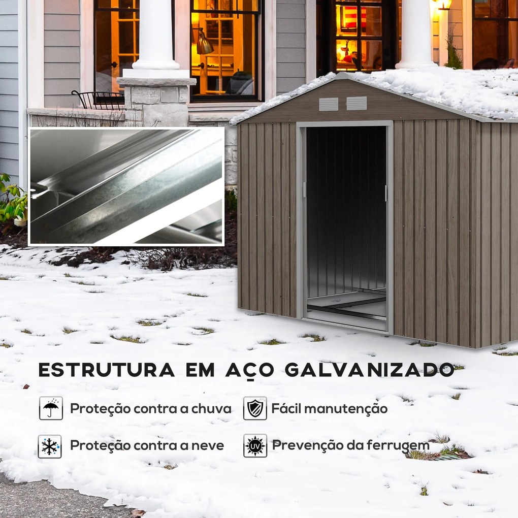 Abrigo de Jardim Metálico Modello LegnoMax – 4,9 m², 277x195x192 cm, P