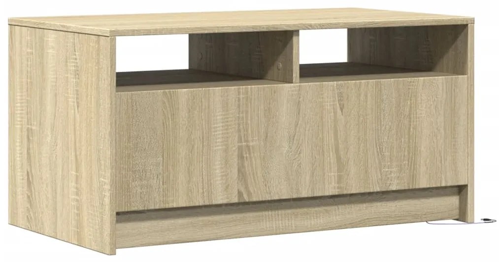Mesa de centro c/ luzes LED derivados madeira carvalho sonoma