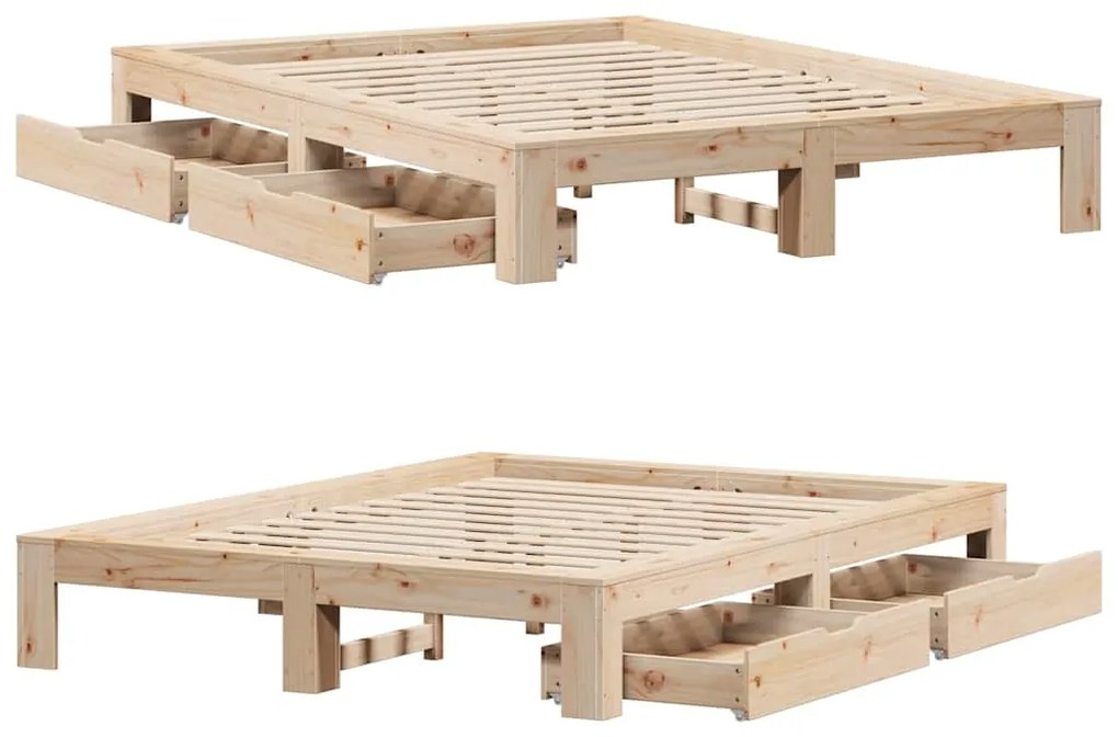 Cama sem colchão 140x190 cm madeira de pinho maciça