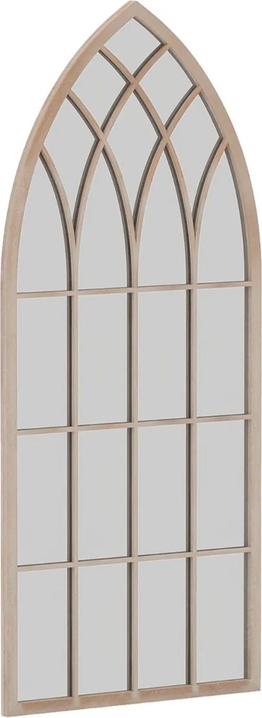 Espelho Painel 115x50cm Janela Estilo Fazenda Arqueado Moldura Metálica Anti-explosão Sala de Estar Entrada Lareira Jardim Cinza rústico