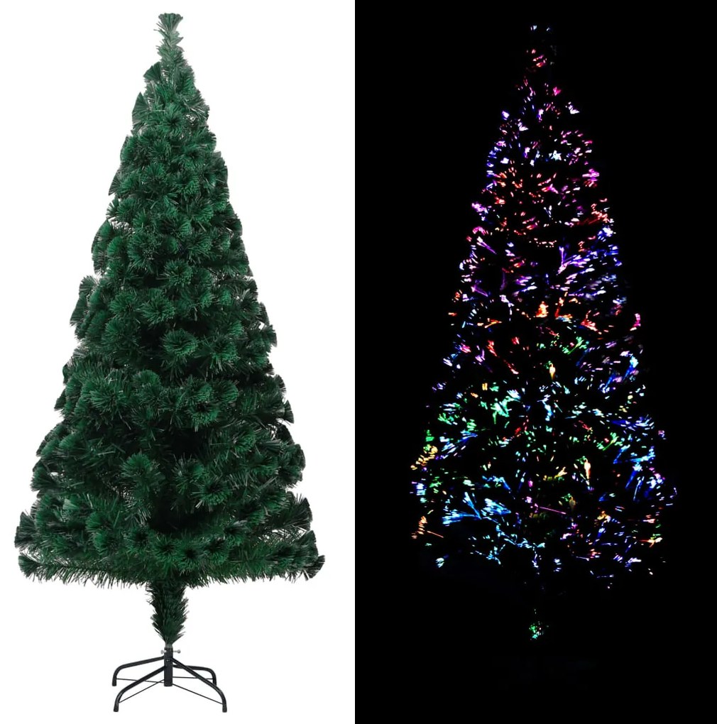 321030 vidaXL Árvore de Natal artificial com suporte 240 cm fibra ótica verde