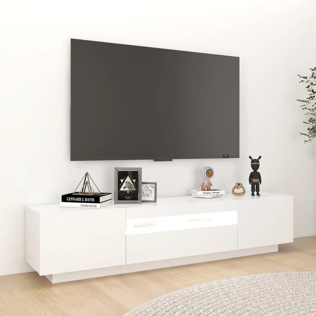 Móvel de TV Giancarlo com Luzes LED de 180cm - Branco - Design Moderno