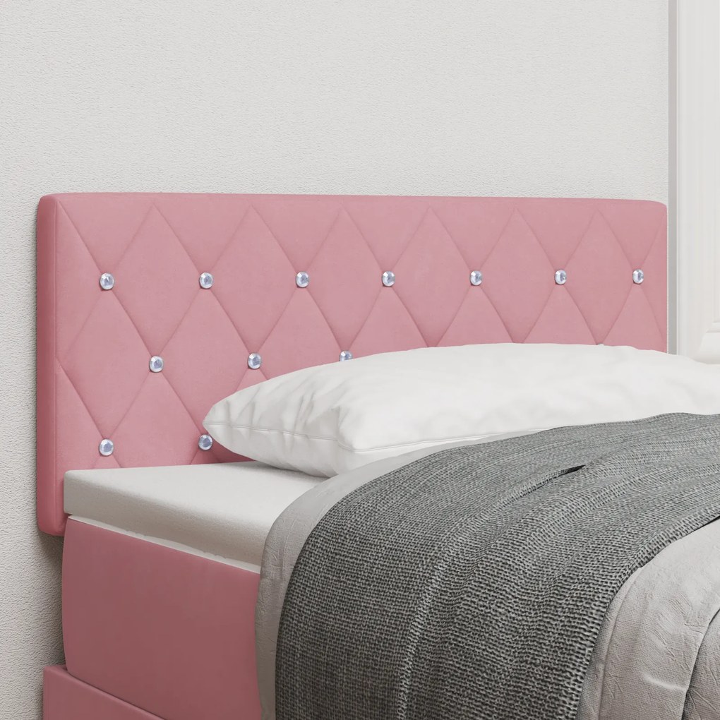 vidaXL Cabeceira LED com Botão de Cristal Tufted Rosa 100 cm Veludo