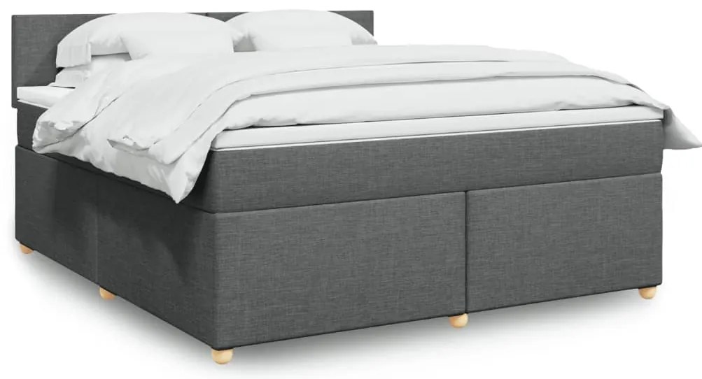 vidaXL Cama com molas/colchão 180x200 cm tecido cinzento-escuro