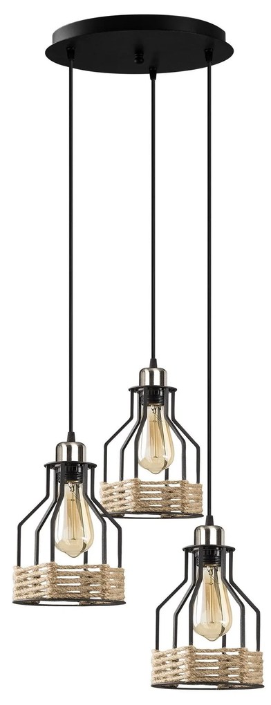 Candeeiro Suspenso Fiko – Preto – 37 cm de Diâmetro, 115 cm de Altura
