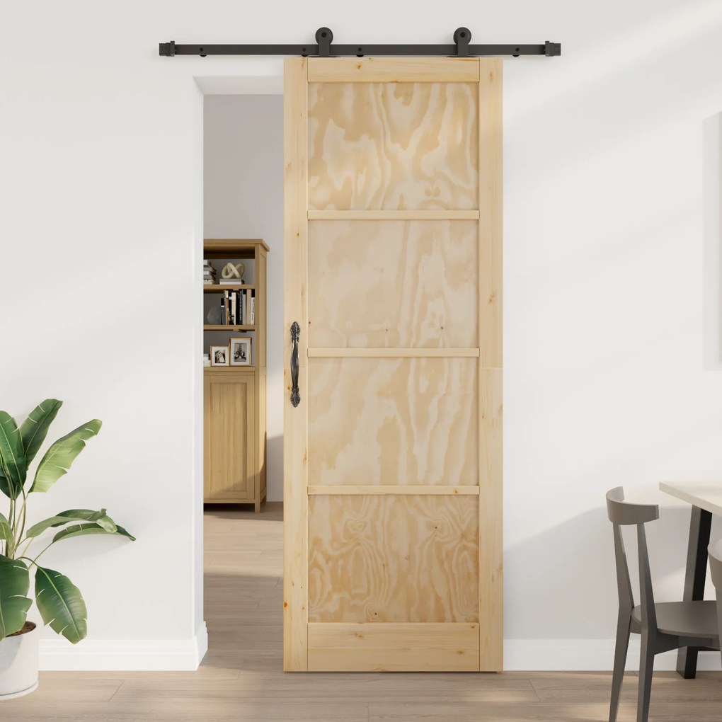 vidaXL Porta Deslizante com Conjunto de Hardware 'ORKDAL'Madeira Maciça Pinho