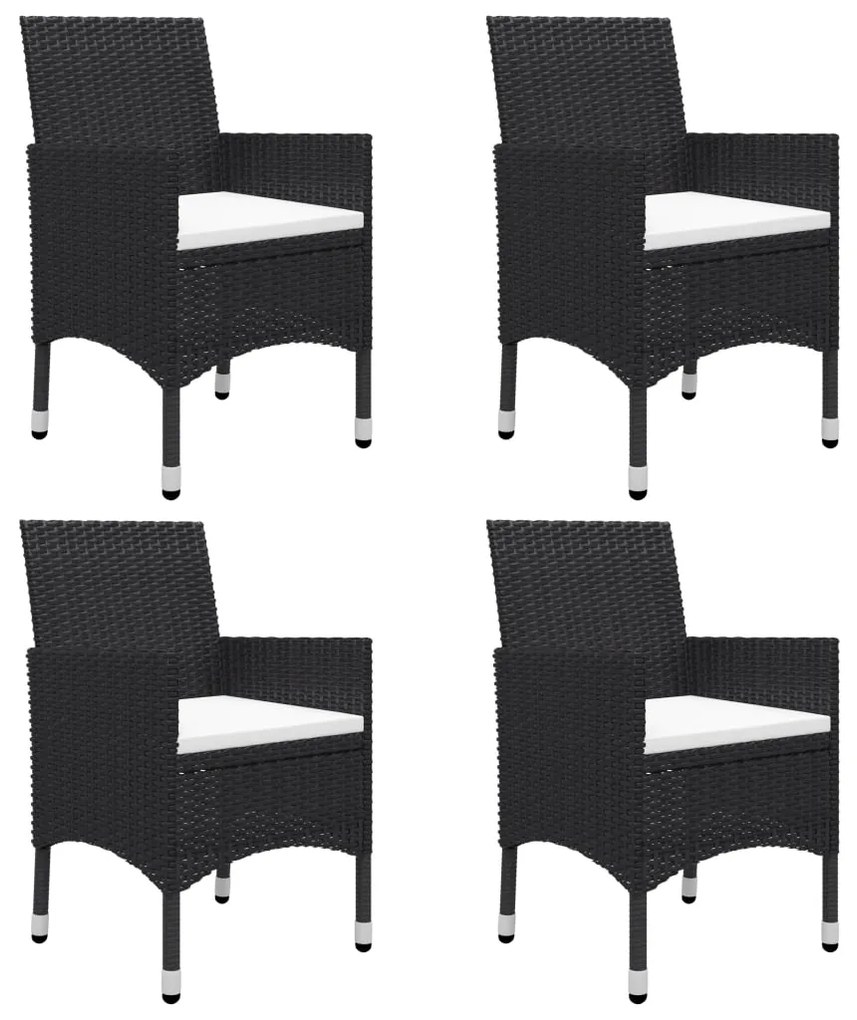 5 pcs conjunto de jantar para jardim preto
