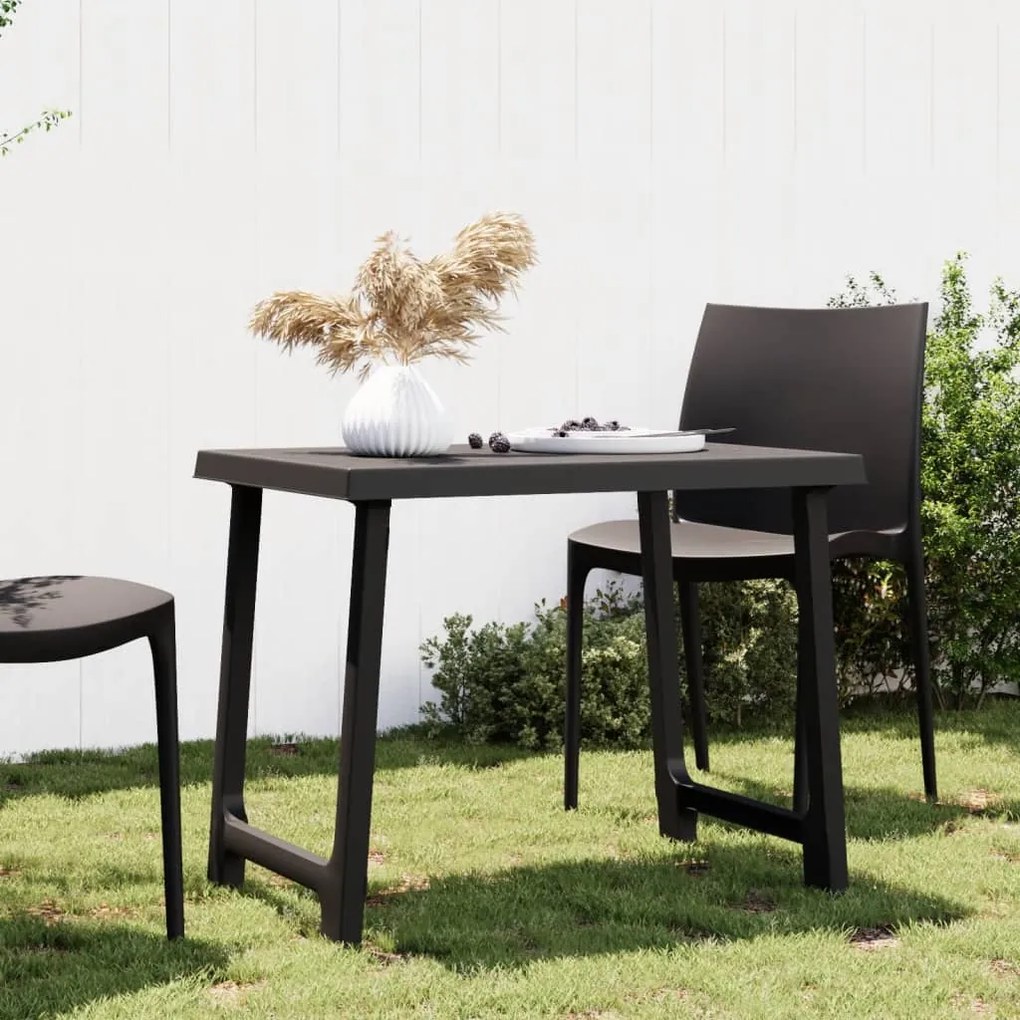 364735 vidaXL Mesa de campismo 79x56x64 cm PP aspeto madeira antracite