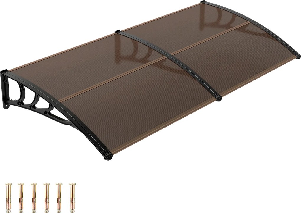 Toldo porta ou janela de Entrada, 197 x 89 x 24 cm, Proteção UV, Castanho