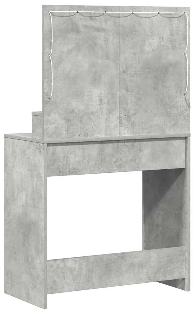 Mesa de Maquiagem vidaXL com Luzes LED Cinza Concreto 79x41x135 cm