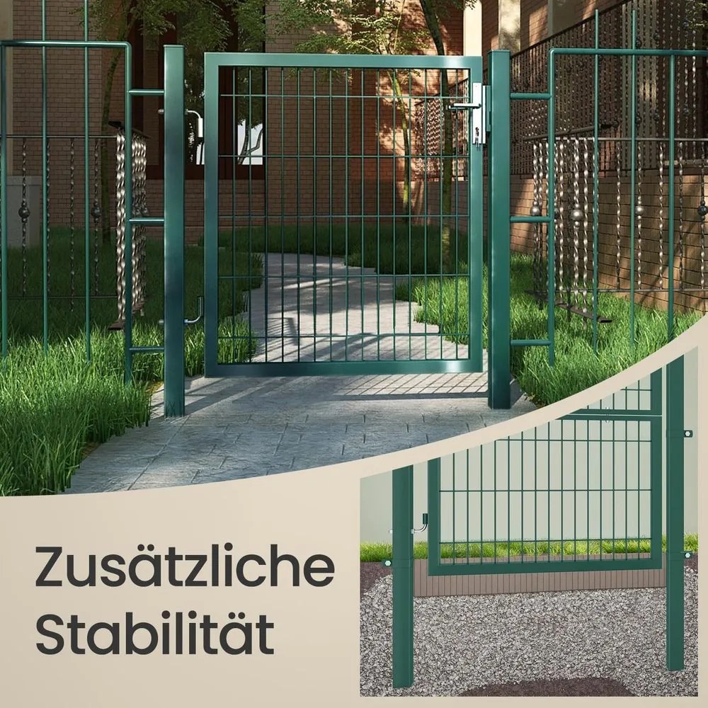 Portão de jardim em aço galvanizado, porta de jardim, portão de vedação 106 x 6 x 145 cm Verde