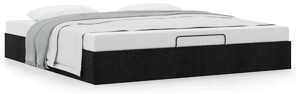 Estrutura de cama otomana sem colchão 200x200 cm tecido preto