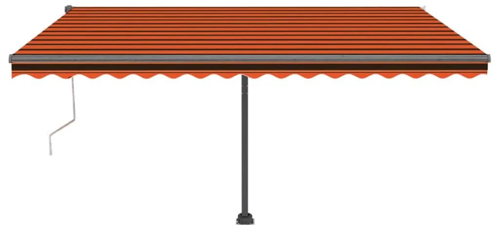 Toldo autom. LED e sensor de vento 450x300 cm laranja/castanho