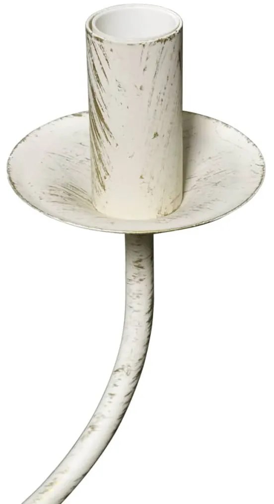 Candelabro de metal branco antigo com 8 lâmpadas E14