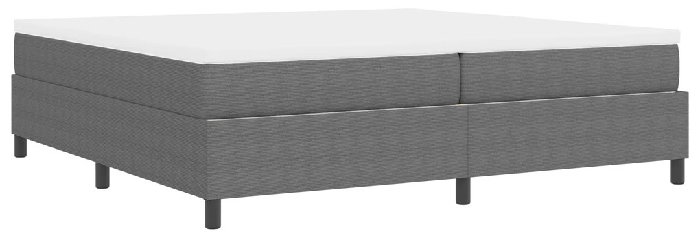 Cama Box Spring com Colchão Cinza 200x200 cm Tecido de Veludo