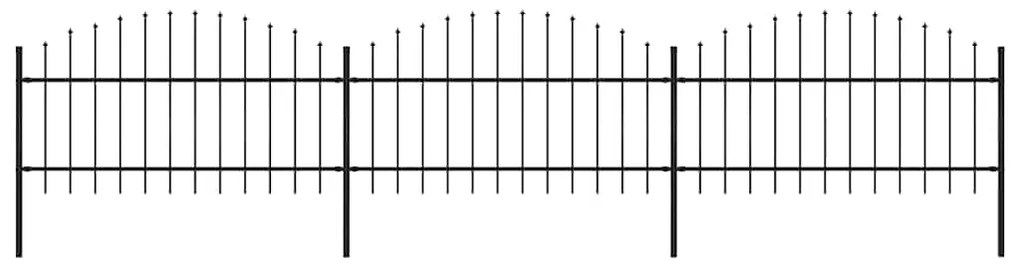 vidaXL Cerca de jardim com ponta de lança em aço 537 cm, preta