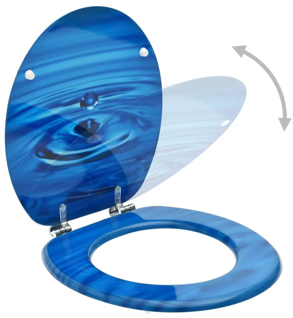 Assento sanita c/ tampa MDF design gotas de água azul